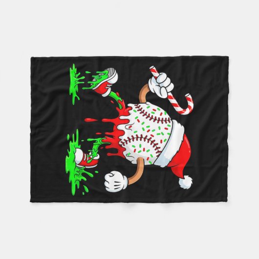 Baseball Santa Hat Christmas Ice Cream Drip Candy  Fleece Deken (Voorkant (Horizontaal))