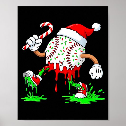 Baseball Santa Hat Christmas Ice Cream Drip Candy  Poster (Voorkant)