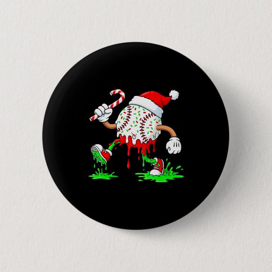 Baseball Santa Hat Christmas Ice Cream Drip Candy  Ronde Button 5,7 Cm (Voorkant)