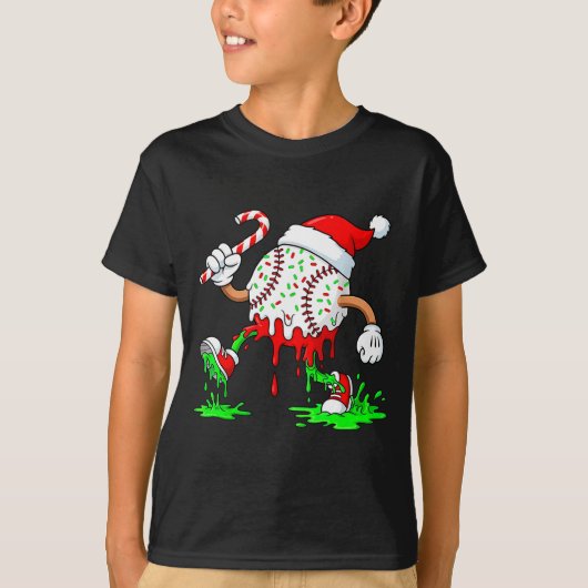 Baseball Santa Hat Christmas Ice Cream Drip Candy  T-shirt (Voorkant)