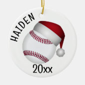 Baseball Santa Hat Christmas Keramisch Ornament (Voorkant)