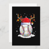 Baseball Santa Hat Reindeer Christmas Lights Funny Kaart (Voorkant / Achterkant)