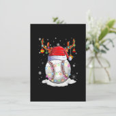 Baseball Santa Hat Reindeer Christmas Lights Funny Kaart (Staand voorkant)
