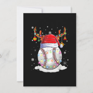 Baseball Santa Hat Reindeer Christmas Lights Funny Kaart