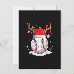 Baseball Santa Hat Reindeer Kerstmis Lights Funny Kaart