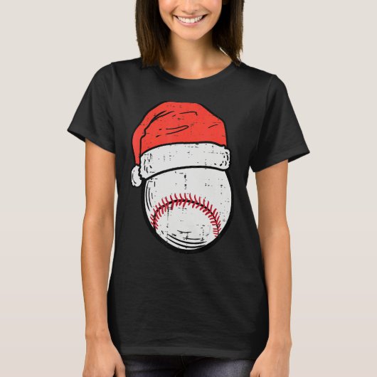 Baseball Santa Hat Sports Christmas Xmas Boys Men T-shirt (Voorkant)