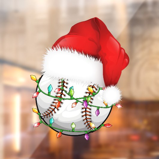 Baseball Santa Hoed Venster Cling Raamsticker (Vel 2)