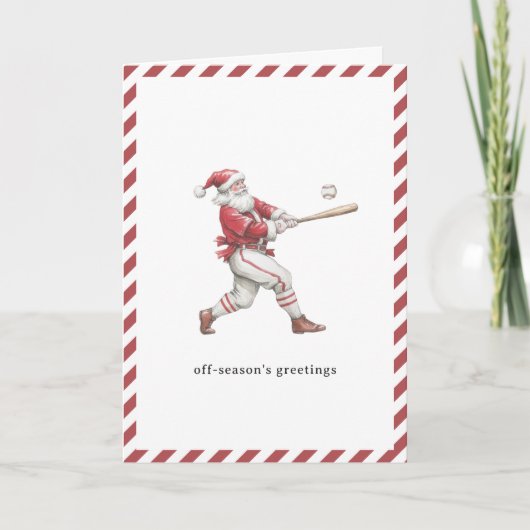 Baseball Santa Off-Season's Greetings Christmas Feestdagen Kaart (Voorkant)