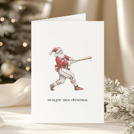 Baseball Santa Swingin' Into Christmas Feestdagen Kaart