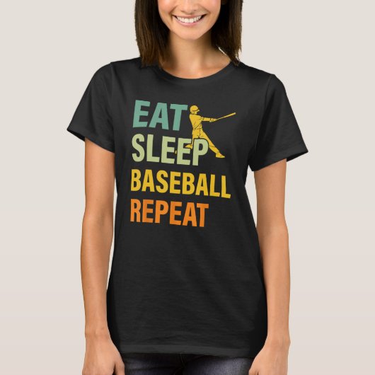 Baseball Saying Eat Sleep Baseball Repeat T-shirt (Voorkant)