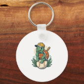 Baseball Schildpad Vintage Gravure Grafisch Ontwer Sleutelhanger (Voorkant)