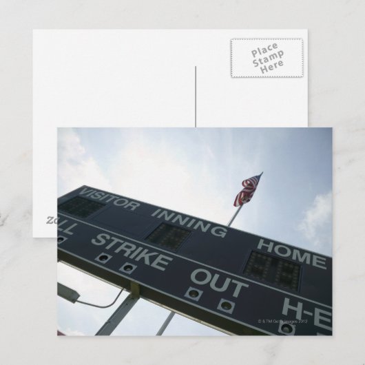 Baseball-scorebord met Amerikaanse vlag Briefkaart (Voorkant / Achterkant)