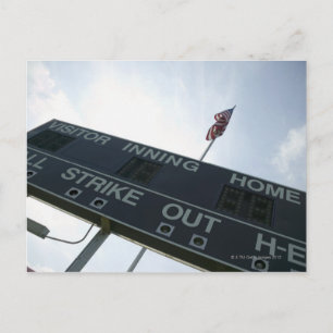 Baseball-scorebord met Amerikaanse vlag Briefkaart