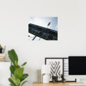 Baseball-scorebord met Amerikaanse vlag Poster (Thuiskantoor)