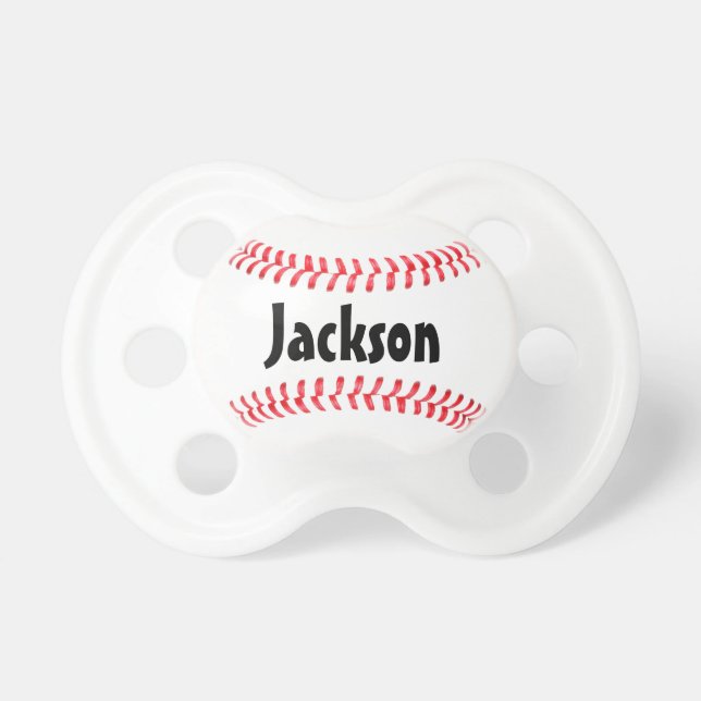 Baseball Seams Custom Baby Name of Text Pacifier Speen (Voorkant)