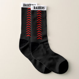 Baseball Seams Custom Team Name of Text Black Sokken