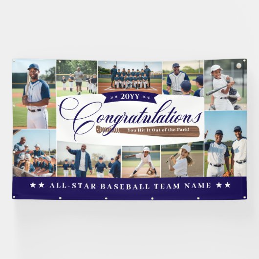 Baseball Season Team Congratulations Photo Collage Spandoek (Horizontaal)