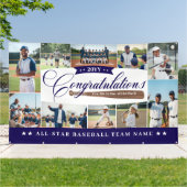 Baseball Season Team Congratulations Photo Collage Spandoek (Buitenkant)