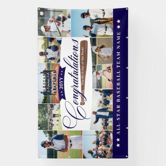 Baseball Season Team Congratulations Photo Collage Spandoek (Verticaal)
