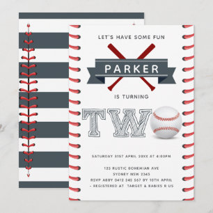 Baseball Second Birthday Boy Kaart