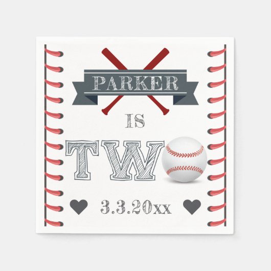 Baseball Second Birthday - persoonlijk Servet (Voorkant)