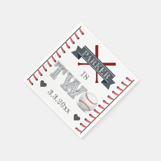 Baseball Second Birthday - persoonlijk Servet (Hoek)