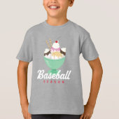 Baseball seizoen Ice Cream Sundae T-shirt (Voorkant)