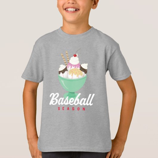 Baseball seizoen Ice Cream Sundae T-shirt (Voorkant)