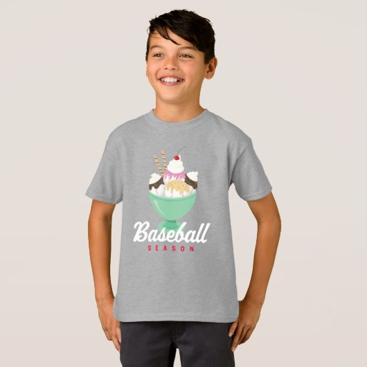 Baseball seizoen Ice Cream Sundae T-shirt (Voorkant volledig)