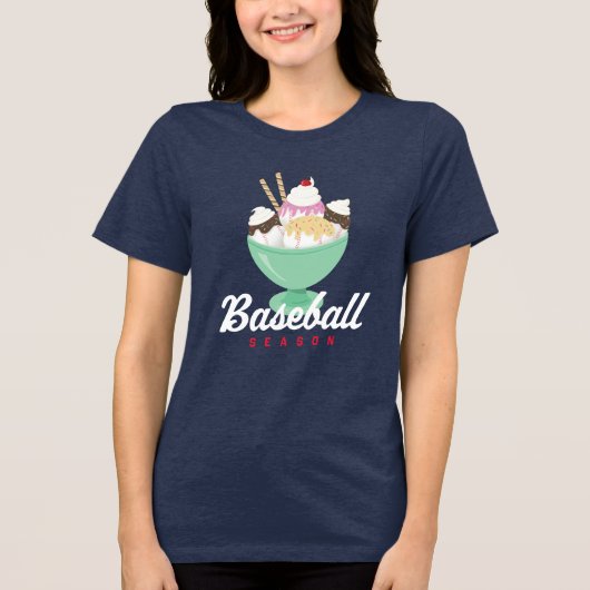 Baseball seizoen Ice Cream Sundae T-shirt (Voorkant)