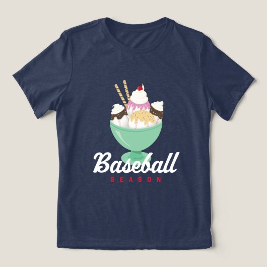 Baseball seizoen Ice Cream Sundae T-shirt (Design voorkant)