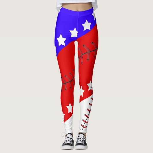 Baseball Seizoen Vierde juli Leggings (Voorkant)
