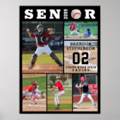 Baseball Senior Afstuderen 6 Fotocollage Poster (Voorkant)