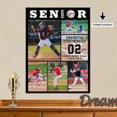 Baseball Senior Afstuderen 6 Fotocollage Poster