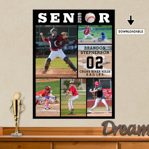 Baseball Senior Afstuderen 6 Fotocollage Poster
