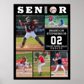 Baseball Senior Graduation 5 Photo Collage Poster (Voorkant)