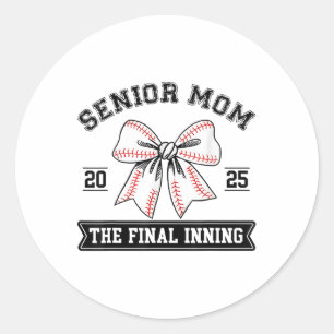 Baseball Senior Mom 2025 De laatste Inning Coquett Ronde Sticker