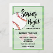 Baseball Senior Night High School Party Kaart (Voorkant / Achterkant)