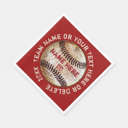  Baseball servetten met uw kleuren en tekst (Hoek)