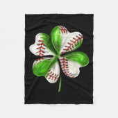 Baseball Shamrock St Patrick's Day Clover With Bas Fleece Deken (Voorkant)
