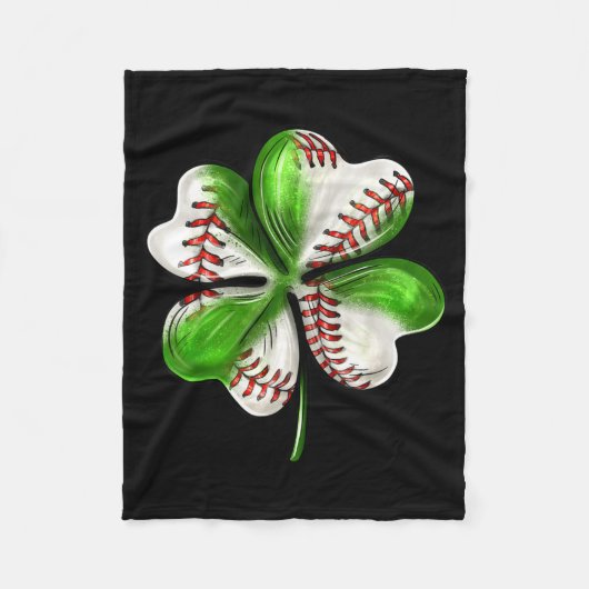 Baseball Shamrock St Patrick's Day Clover With Bas Fleece Deken (Voorkant)