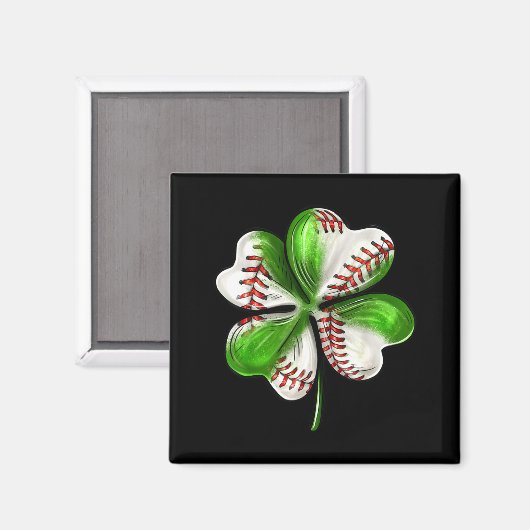Baseball Shamrock St Patrick's Day Clover With Bas Magneet (Voorkant / Achterkant)