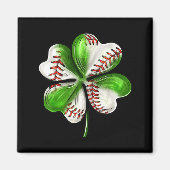 Baseball Shamrock St Patrick's Day Clover With Bas Magneet (Voorkant)