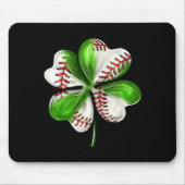 Baseball Shamrock St Patrick's Day Clover With Bas Muismat (Voorkant)