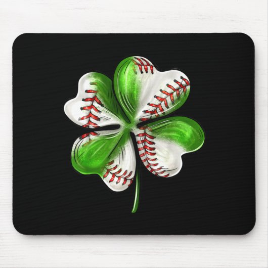 Baseball Shamrock St Patrick's Day Clover With Bas Muismat (Voorkant)