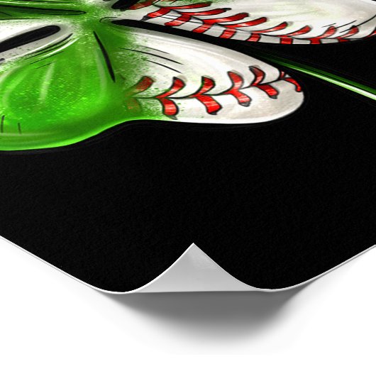Baseball Shamrock St Patrick's Day Clover With Bas Poster (Hoek)