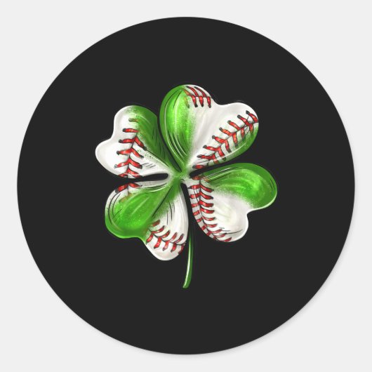 Baseball Shamrock St Patrick's Day Clover With Bas Ronde Sticker (Voorkant)