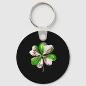 Baseball Shamrock St Patrick's Day Clover With Bas Sleutelhanger (Voorkant)