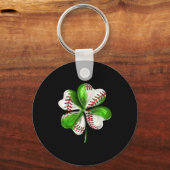 Baseball Shamrock St Patrick's Day Clover With Bas Sleutelhanger (Voorkant)