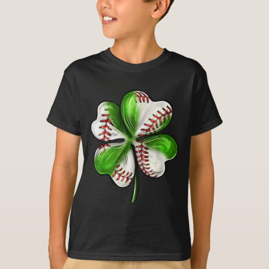 Baseball Shamrock St Patrick's Day Clover With Bas T-shirt (Voorkant)